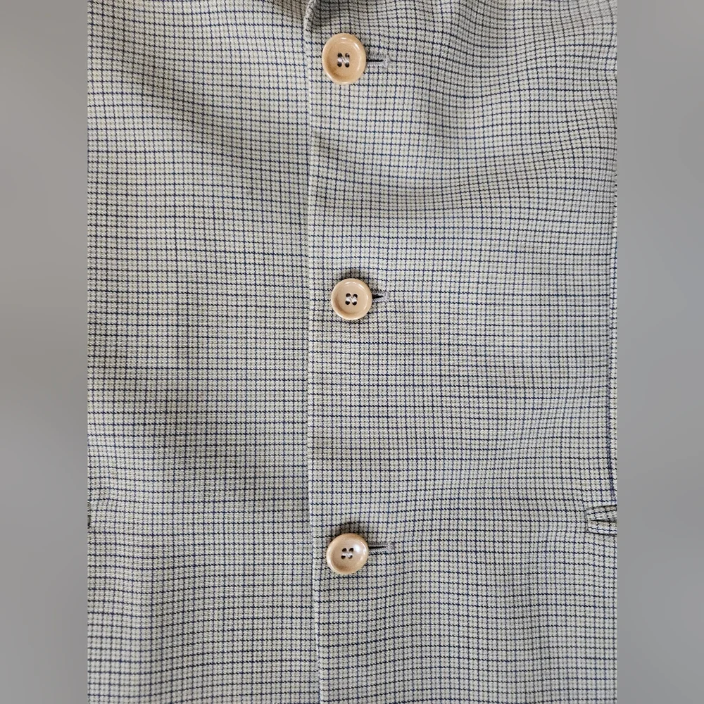VTG LAMIFICIO PRIVERNUM Italian Tan & Navy Box Check 3-Button Blazer | S…